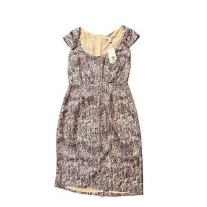 Banana Republic Purple Patterned Cap-Sleeve Midi Dress